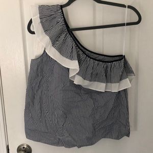 J crew one shoulder ruffle top